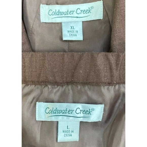 Coldwater Creek 2 piece Midi Skirt Linen Set Jacket Seperates Mixed Size L / XL - Picture 3 of 12